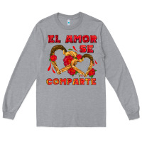 Heather Grey el amor se comparte with churros Long Sleeve Tee - AdoDesignShop