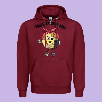 Boujee Ballpark Babe Zipper Hoodie Designed By Maliassmallbusiness