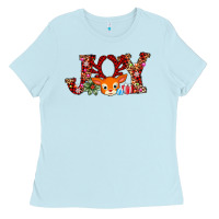 Baby Blue joy reindeer Ladies Tee - AdoDesignShop