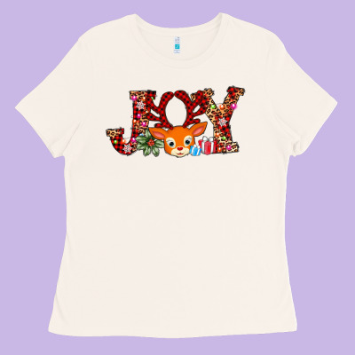 Joy Reindeer Ladies Tee Designed By Adodesignshop