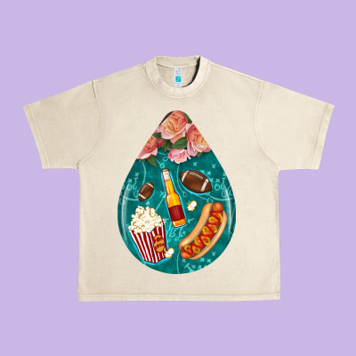 American Football And Western Roses Teardrop Urban Heavy Tee Designed By Bundleandbundleshop