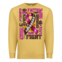 Antique Gold breast cancer american football ribbon love cure fight bbs Premium Sweatshirt - BundleAndBundleShop