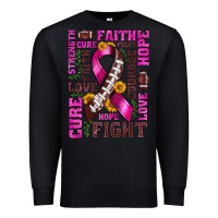Black breast cancer american football ribbon love cure fight bbs Premium Sweatshirt - BundleAndBundleShop