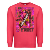Cardinal breast cancer american football ribbon love cure fight bbs Premium Sweatshirt - BundleAndBundleShop