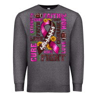 Charcoal Heather breast cancer american football ribbon love cure fight bbs Premium Sweatshirt - BundleAndBundleShop