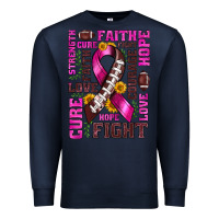 Navy breast cancer american football ribbon love cure fight bbs Premium Sweatshirt - BundleAndBundleShop