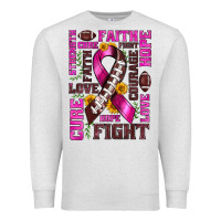 Oatmeal Heather breast cancer american football ribbon love cure fight bbs Premium Sweatshirt - BundleAndBundleShop