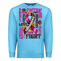 Ocean Blue breast cancer american football ribbon love cure fight bbs Premium Sweatshirt - BundleAndBundleShop