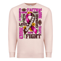 Pale Pink breast cancer american football ribbon love cure fight bbs Premium Sweatshirt - BundleAndBundleShop