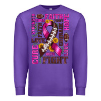 Purple breast cancer american football ribbon love cure fight bbs Premium Sweatshirt - BundleAndBundleShop