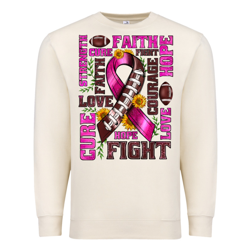 Breast Cancer American Football Ribbon Love Cure Fight Bbs Premium Sweatshirt by BundleAndBundleShop | Teevron