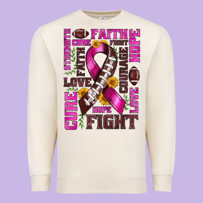 Breast Cancer American Football Ribbon Love Cure Fight Bbs Premium Sweatshirt Designed By Bundleandbundleshop
