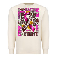 Sandshell breast cancer american football ribbon love cure fight bbs Premium Sweatshirt - BundleAndBundleShop