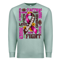 Seafoam breast cancer american football ribbon love cure fight bbs Premium Sweatshirt - BundleAndBundleShop