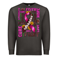 Smoke breast cancer american football ribbon love cure fight bbs Premium Sweatshirt - BundleAndBundleShop