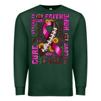 Sports Green breast cancer american football ribbon love cure fight bbs Premium Sweatshirt - BundleAndBundleShop