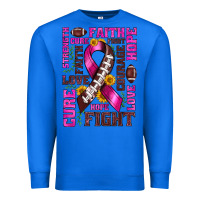 True Royal breast cancer american football ribbon love cure fight bbs Premium Sweatshirt - BundleAndBundleShop