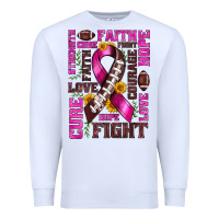 White breast cancer american football ribbon love cure fight bbs Premium Sweatshirt - BundleAndBundleShop