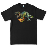 Black T-Rex dinosaur holding a taco Premium Tee - RanaPortraitStore