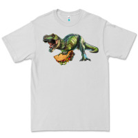 Dove Grey T-Rex dinosaur holding a taco Premium Tee - RanaPortraitStore