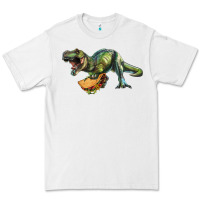 White T-Rex dinosaur holding a taco Premium Tee - RanaPortraitStore