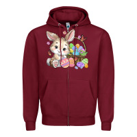 Burgundy easter bunny Zipper Hoodie - MaliasSmallBusiness