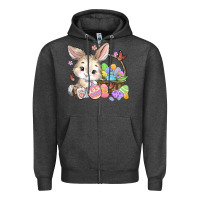 Charcoal Heather easter bunny Zipper Hoodie - MaliasSmallBusiness
