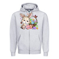 Heather Grey easter bunny Zipper Hoodie - MaliasSmallBusiness