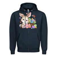 Navy easter bunny Zipper Hoodie - MaliasSmallBusiness