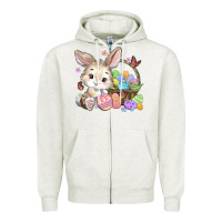 Oatmeal Heather easter bunny Zipper Hoodie - MaliasSmallBusiness