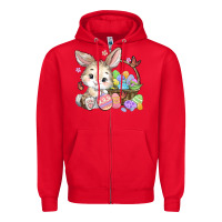 Red easter bunny Zipper Hoodie - MaliasSmallBusiness