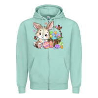 Seafoam easter bunny Zipper Hoodie - MaliasSmallBusiness