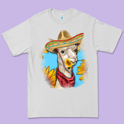 Premium Tee Sombrero Llama