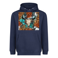 Navy Western with bull skull Heavyweight Hoodie - NancyCooperArtShop