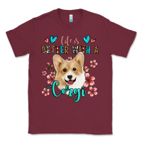 Burgundy life is better with a corgi Classic Tee - Jasminsmagicworld