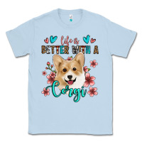 Dusty Blue life is better with a corgi Classic Tee - Jasminsmagicworld