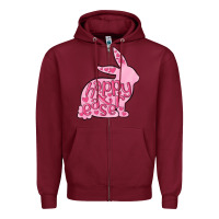 Burgundy happy easter rabbit Zipper Hoodie - MaliasSmallBusiness
