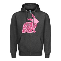Charcoal Heather happy easter rabbit Zipper Hoodie - MaliasSmallBusiness