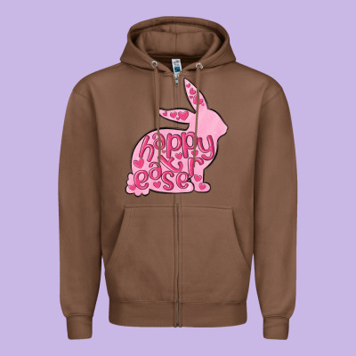 Happy Easter Rabbit Zipper Hoodie Designed By Maliassmallbusiness