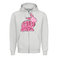 Dove Grey happy easter rabbit Zipper Hoodie - MaliasSmallBusiness