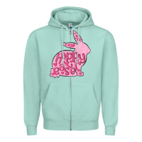 Seafoam happy easter rabbit Zipper Hoodie - MaliasSmallBusiness