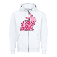 White happy easter rabbit Zipper Hoodie - MaliasSmallBusiness