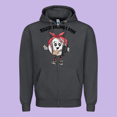 Boujee Ballpark Babe Zipper Hoodie Designed By Maliassmallbusiness