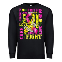 Black breast cancer softball ribbon love cure fight bbs Premium Sweatshirt - BundleAndBundleShop