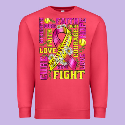 Breast Cancer Softball Ribbon Love Cure Fight Bbs Premium Sweatshirt Designed By Bundleandbundleshop