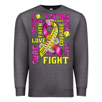 Charcoal Heather breast cancer softball ribbon love cure fight bbs Premium Sweatshirt - BundleAndBundleShop
