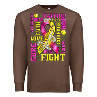 Chestnut breast cancer softball ribbon love cure fight bbs Premium Sweatshirt - BundleAndBundleShop