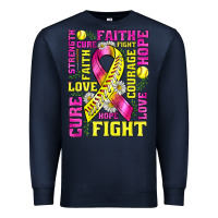 Navy breast cancer softball ribbon love cure fight bbs Premium Sweatshirt - BundleAndBundleShop
