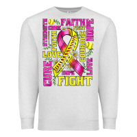 Oatmeal Heather breast cancer softball ribbon love cure fight bbs Premium Sweatshirt - BundleAndBundleShop
