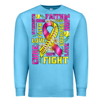 Ocean Blue breast cancer softball ribbon love cure fight bbs Premium Sweatshirt - BundleAndBundleShop